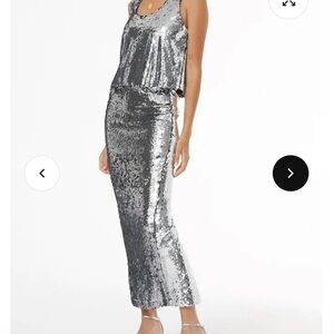 Silver Sequin Maxi Skirt